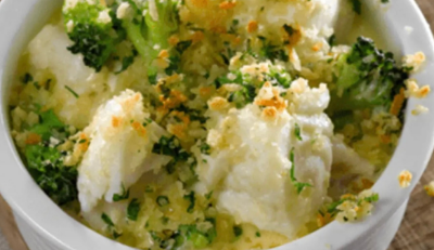 Hake, Broccoli, Cheddar Cheese Bake